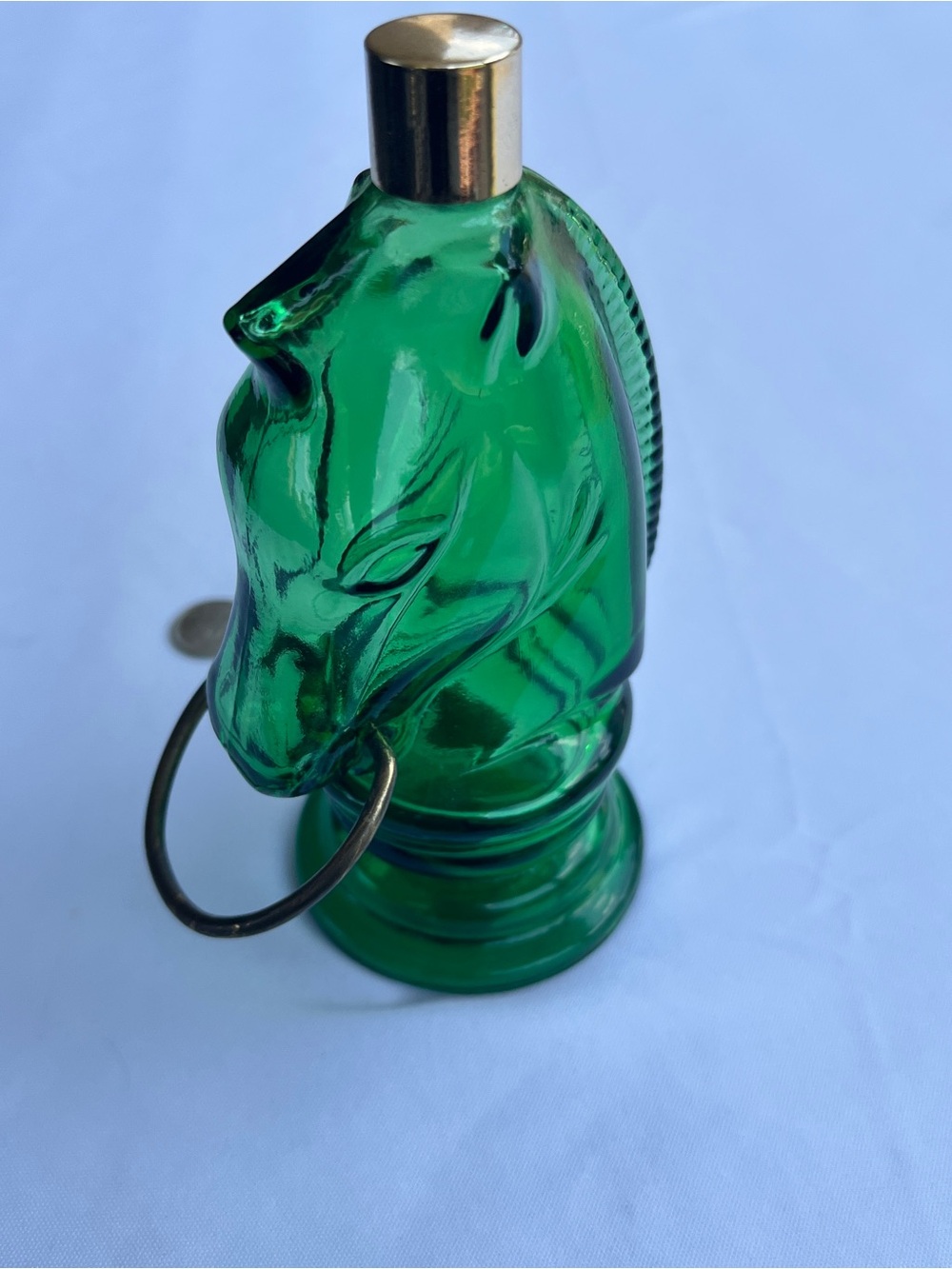 Vintage Avon Green Glass Knight Chess Piece After Shave Bottle